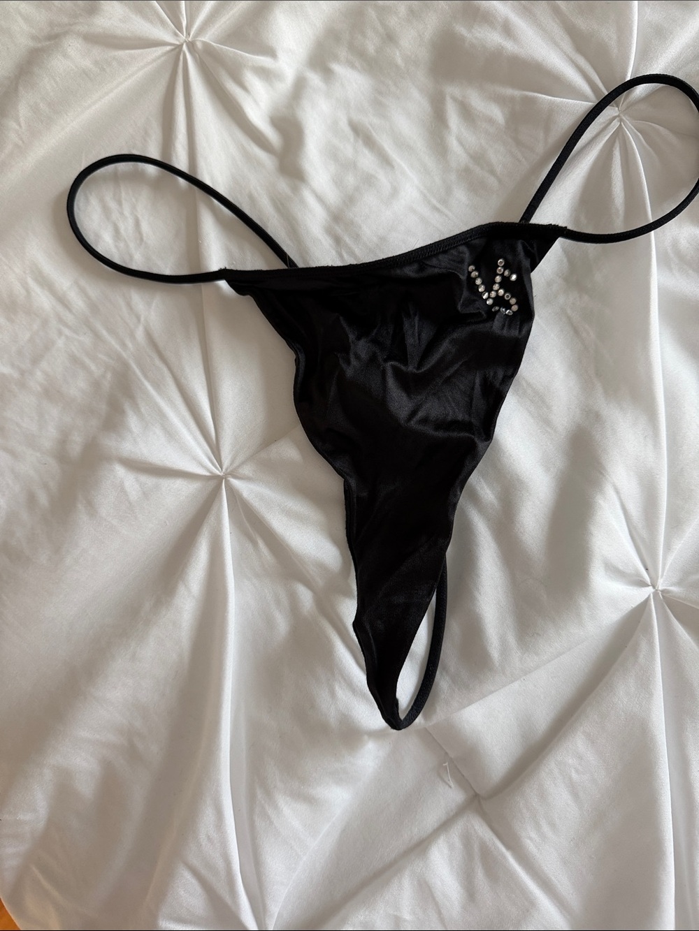 Victoria's Secret Black String Bikini Bottom with Crystal Accent